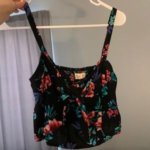Hollister floral tie front tank top